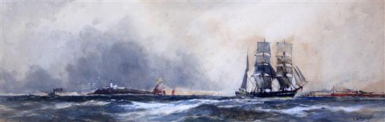 § Frank Henry Mason (1876-1965) Shipping off the coast 6.75 x 21.75in.